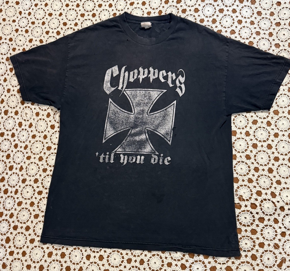 Vintage Y2K West Coast Choppers til you die black Shirt Biker Distressed Grunge