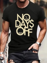 NO DAYS OFF 3D Digital Print Crew Neck T-shirt For Men, Casual Short Sleeve Top