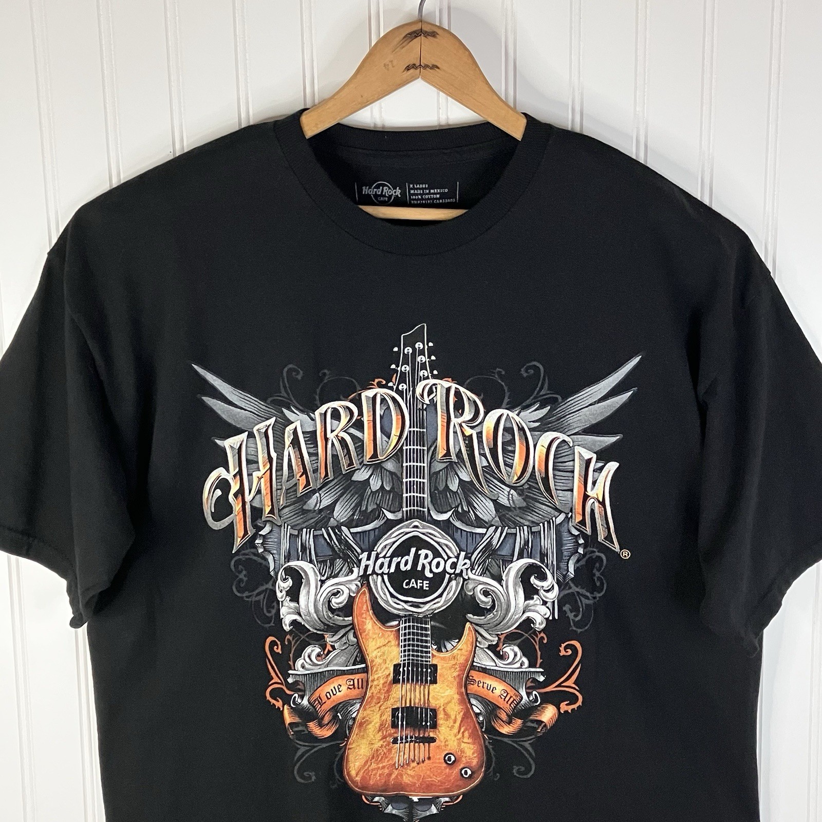 Hard Rock Cafe Honolulu Hawaiian Guitar Graphic T-Shirt Mens XL Black gallery