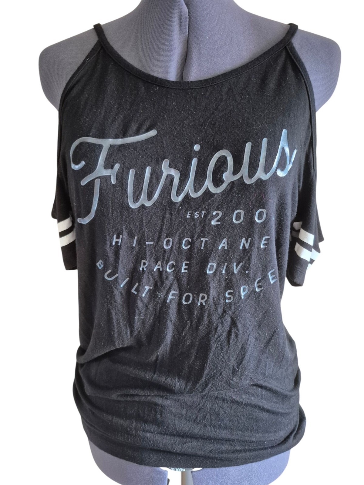 Fast & Furious Black Cold Shoulder T-Shirt Small gallery