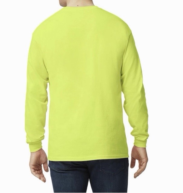 Gildan Ultra Cotton Men's 2XL Long Sleeve Crew Neck Yellow Knit T-Shirts Qty 4 gallery