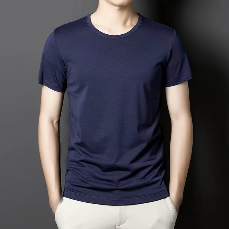 Universal Men's Polyester Fiber Plain Crew Neck Tee Short Sleeves T-Shirt M-5XL gallery