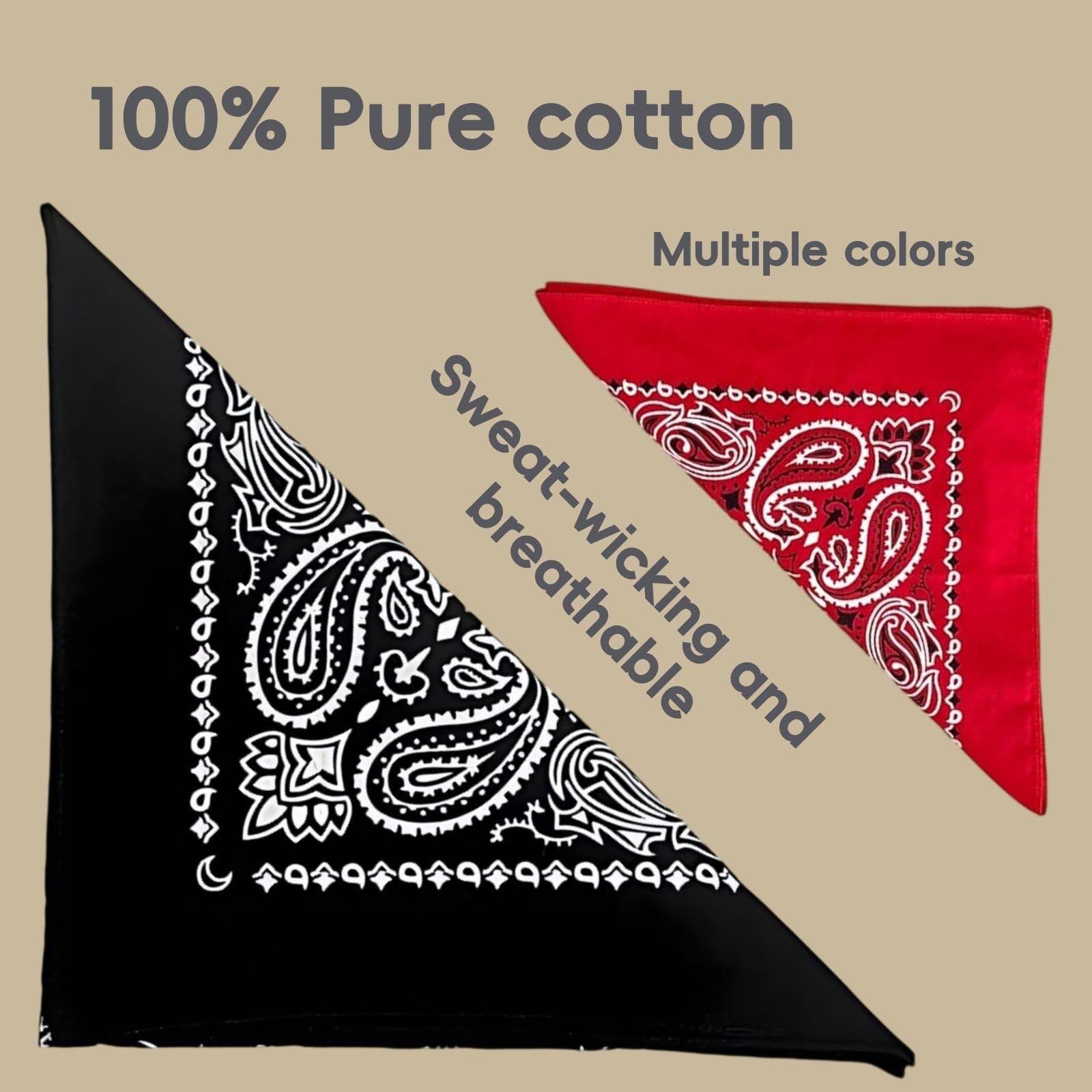 10PCS Mixed Color Paisley 22X22 Inchs Denim Bandana Set - Unisex, 100 Cotton ... gallery