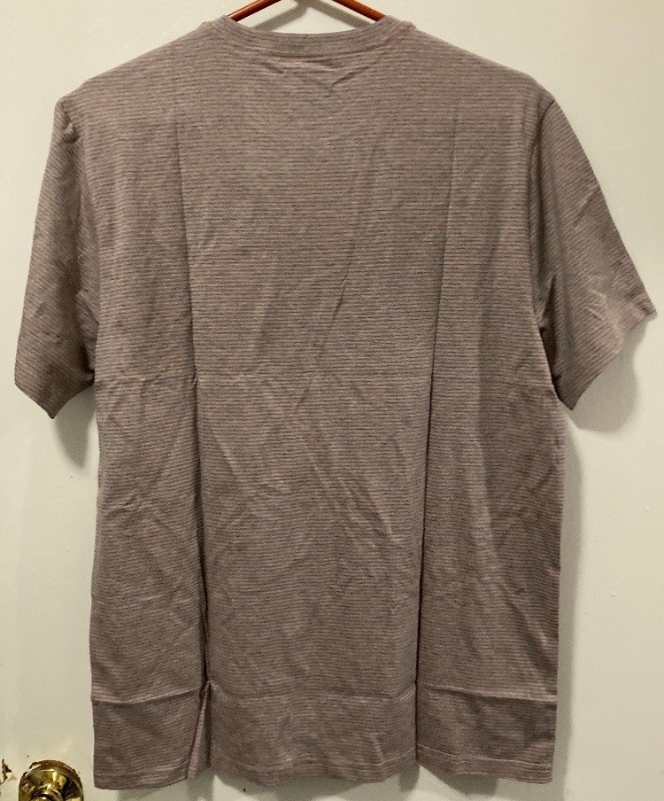 Flag & Anthem Men's Taupe Horizontal Grey Striped Short Sleeve T-Shirt Medium gallery