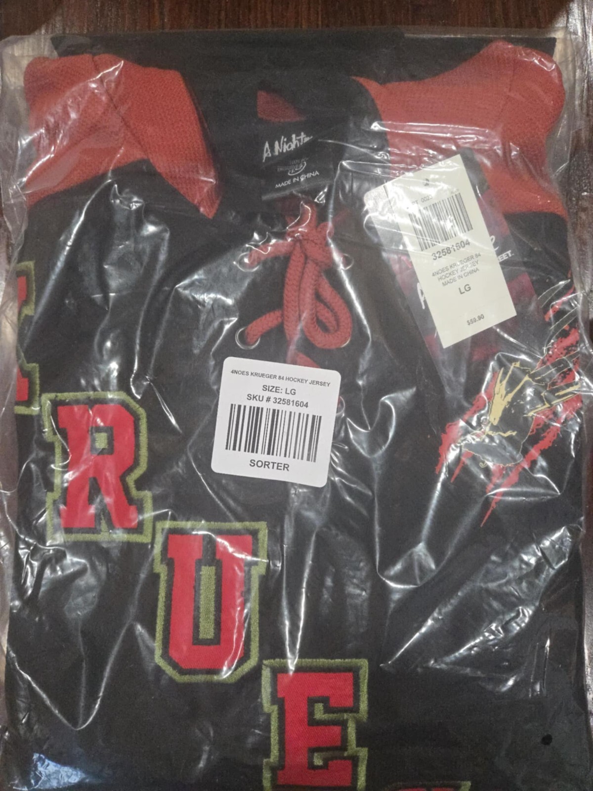 Nightmare on Elm Street Freddy Krueger Hockey Jersey Mens Large NEW! gallery
