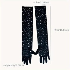 Rhinestone Fishnet Gloves Glitter Sparkle Long Mesh Arm Sleeves for Party