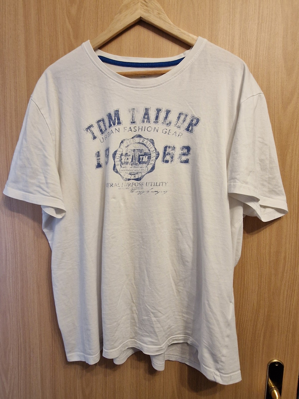 TOM TAILOR Men’s T-Shirt – White, Blue Print – Size 3XL