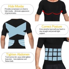 Men Compression Slimming Body Shaper Gynecomastia T-shirt Posture Corrector Vest