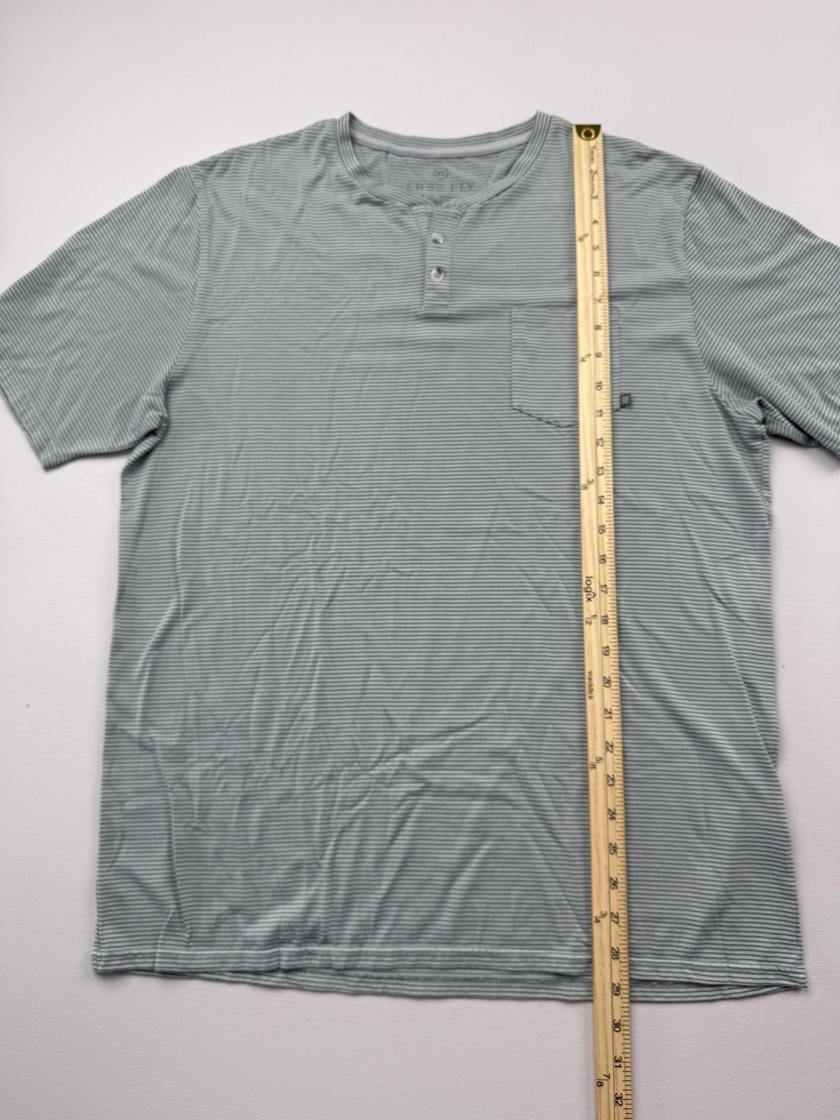 Free Fly Shirt Mens XL Gray Striped Bamboo Henley Pocket Tee Lightweight gallery