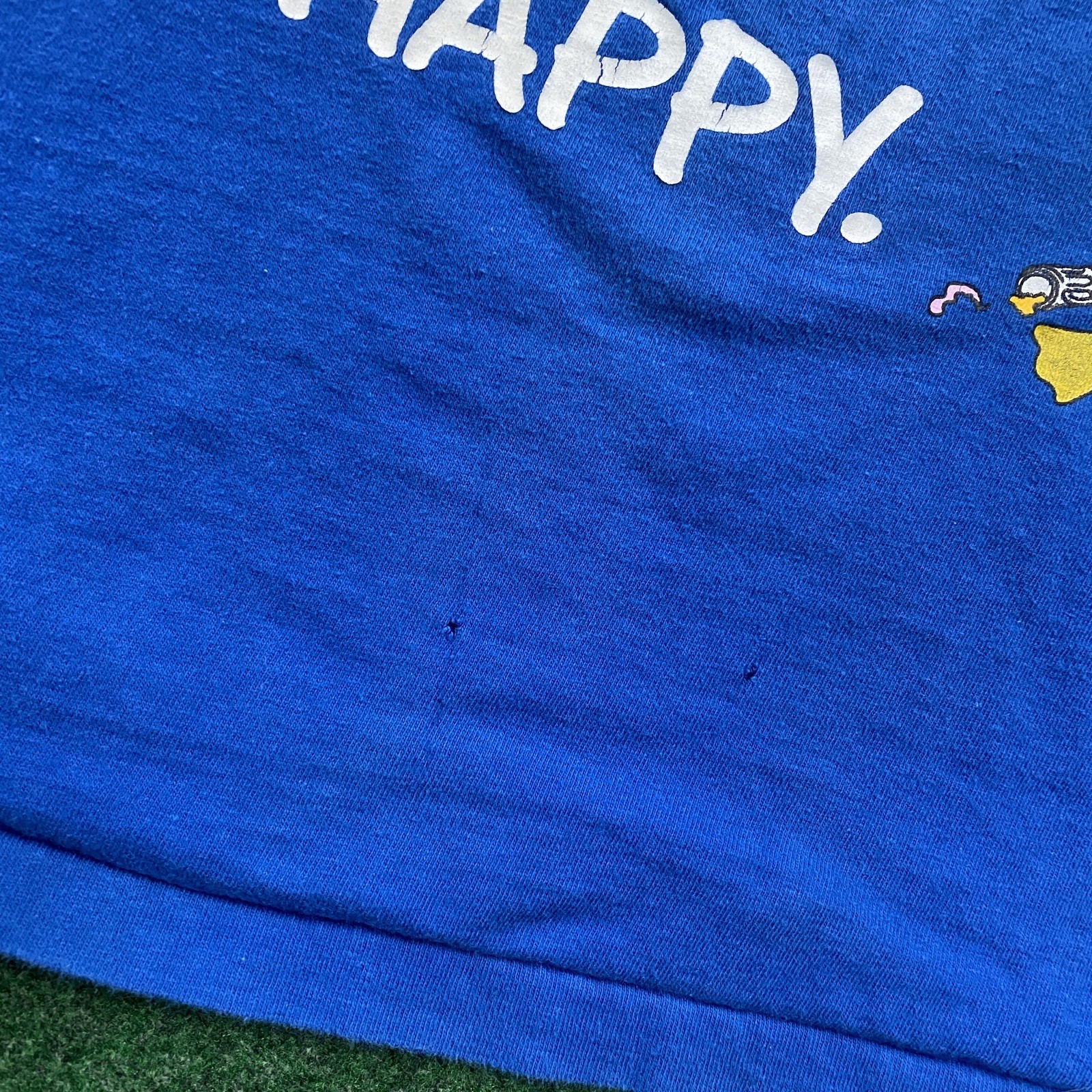 Vintage Don’t Work Be Happy Shirt Mens XL Blue 80S 90S Party Animal Tee USA gallery
