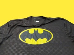 Batman Classic Logo Black Graphic T-shirt Sz XL All Over Logo Light Weight
