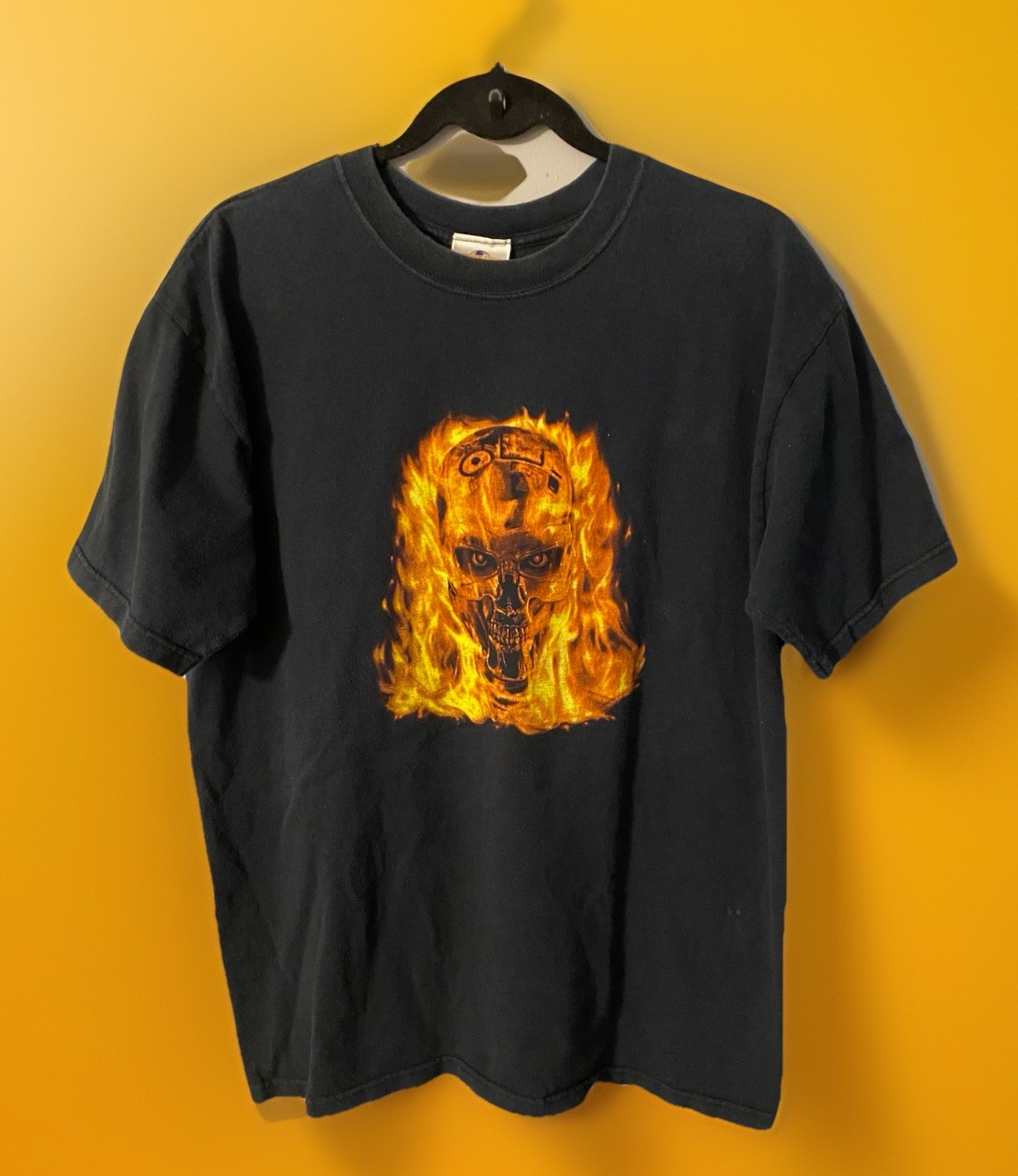 1990’s T2-3D TERMINATOR 2 Universal Studios Japan Fire Skull Lg Black T-shirt🔥