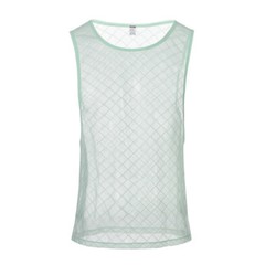 Men’s Sexy Soft See Through Tank Round Neck Micro Fishnet Tops Top Sleeveless