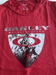 Oakley Men’s Red Graphic Logo Crew Neck Short Sleeve Cotton T-Shirt M Regular