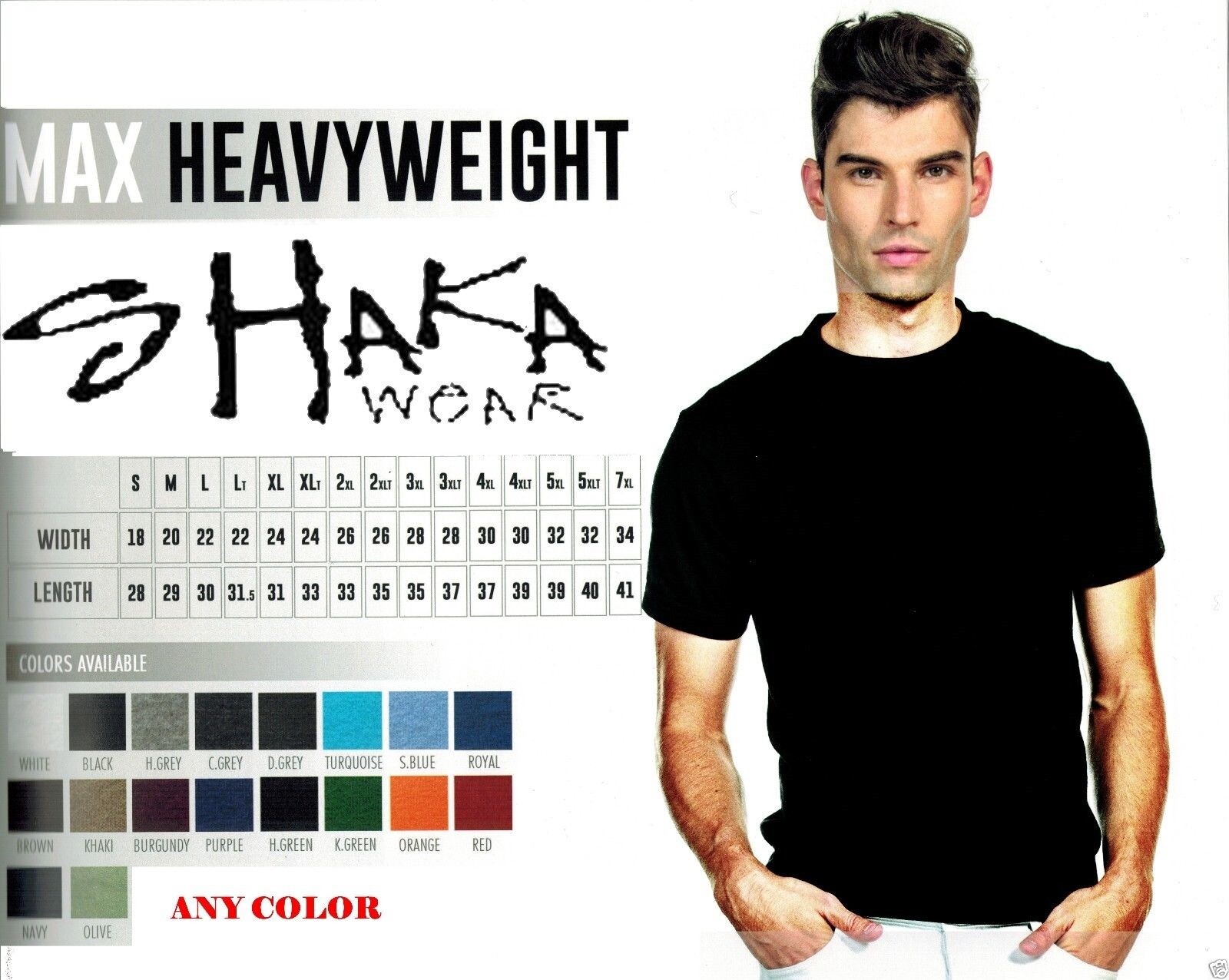 Shaka Wear Mens Max Heavyweight Short Sleeve T-shirt Any Color Basic Plain Tee gallery