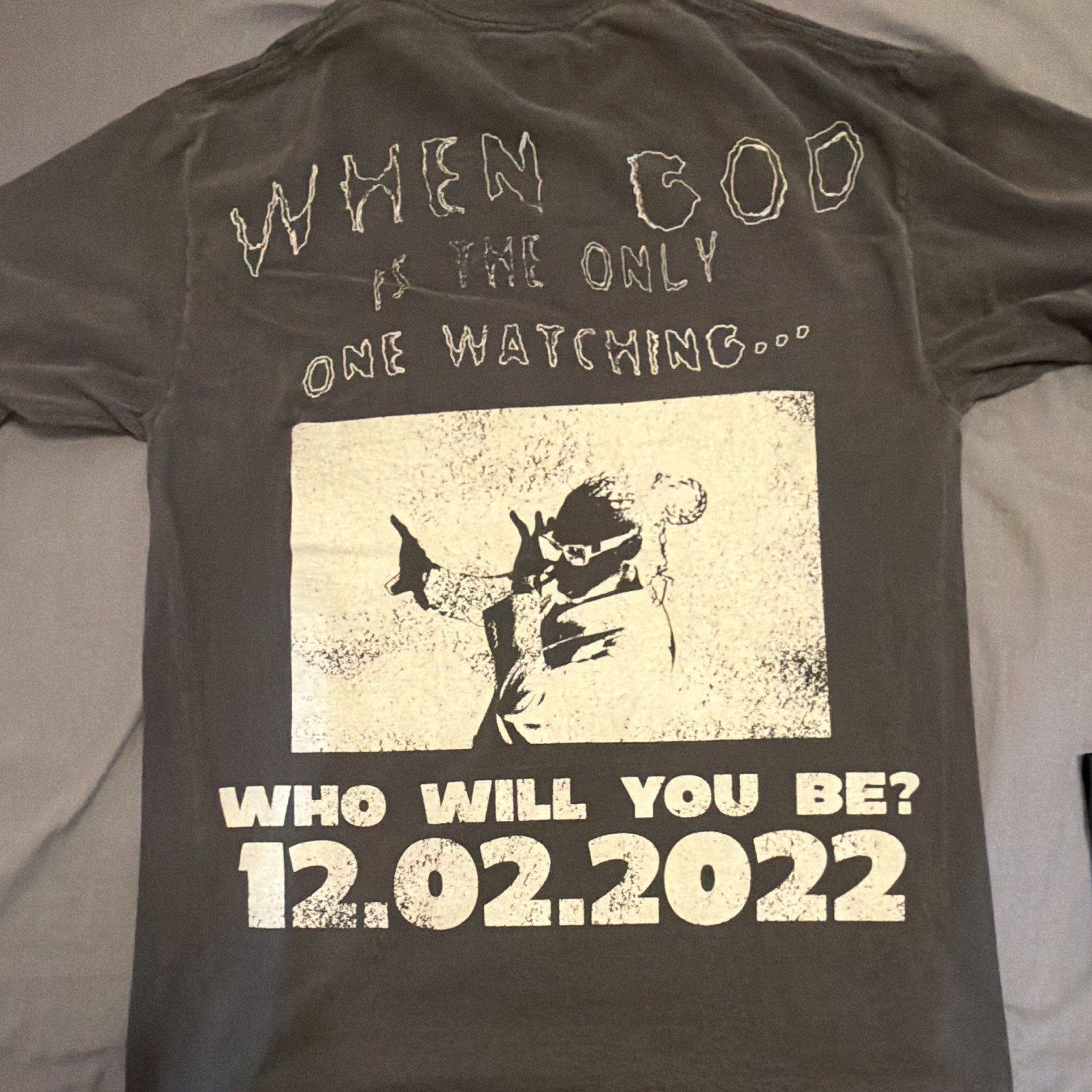 Distressed Metro Boomin Heroes & Villains Graphic T-Shirt Charcoal Grey Medium gallery