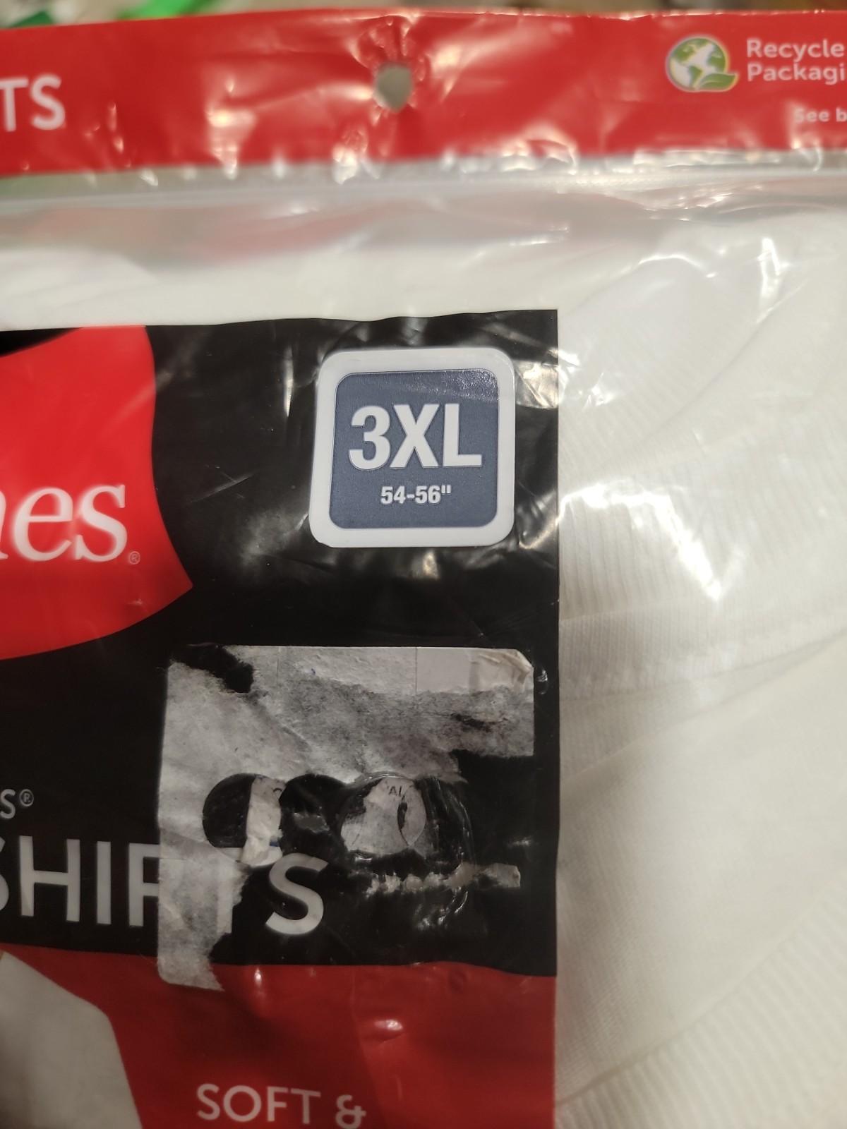 Hanes 3 Pack White Tagless T-Shirts 3XL 54-56 Crew Neck Undershirts NEW gallery