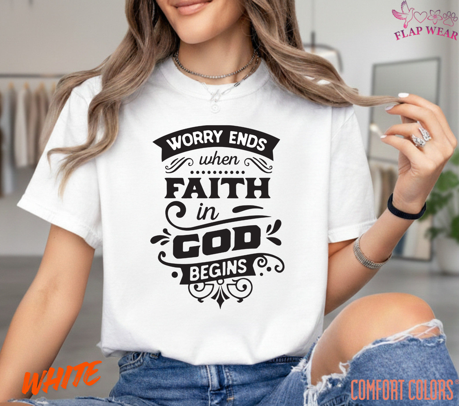 Unisex Worry Ends When Fai T-Shirt, Men T shirt,Women T shirt Gift Christian Top gallery