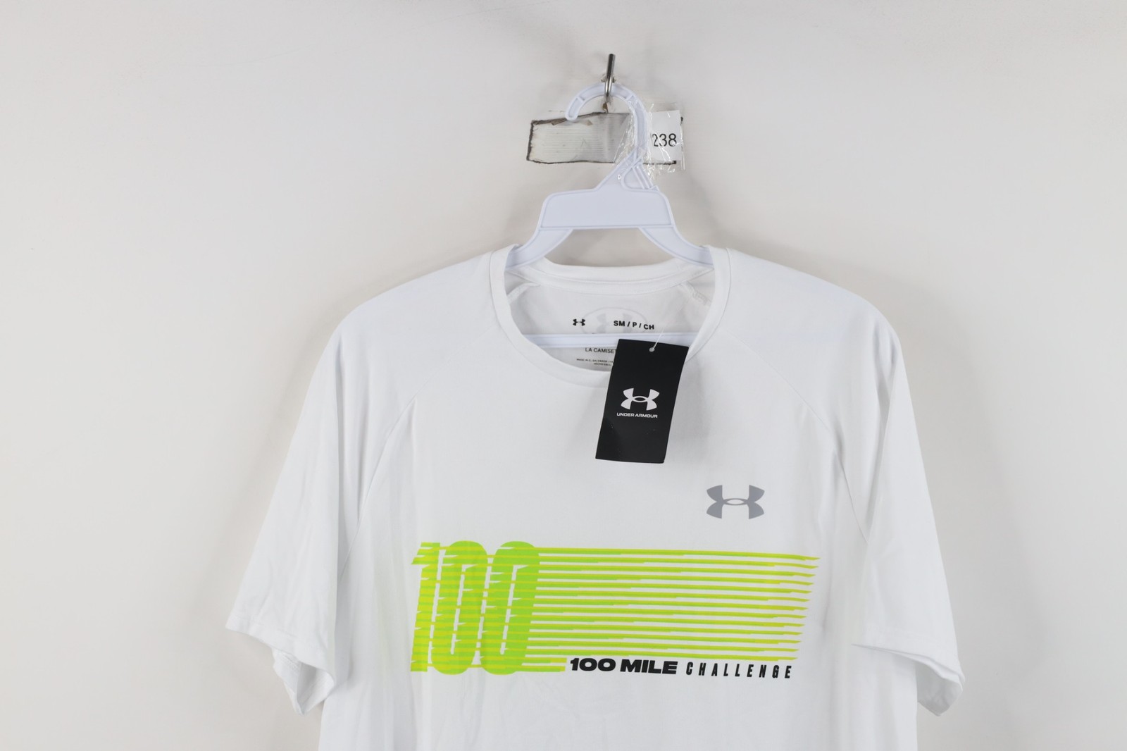 New Under Armour Mens Small 100 Mile Challenge Running Jogging Gym T-Shirt White gallery