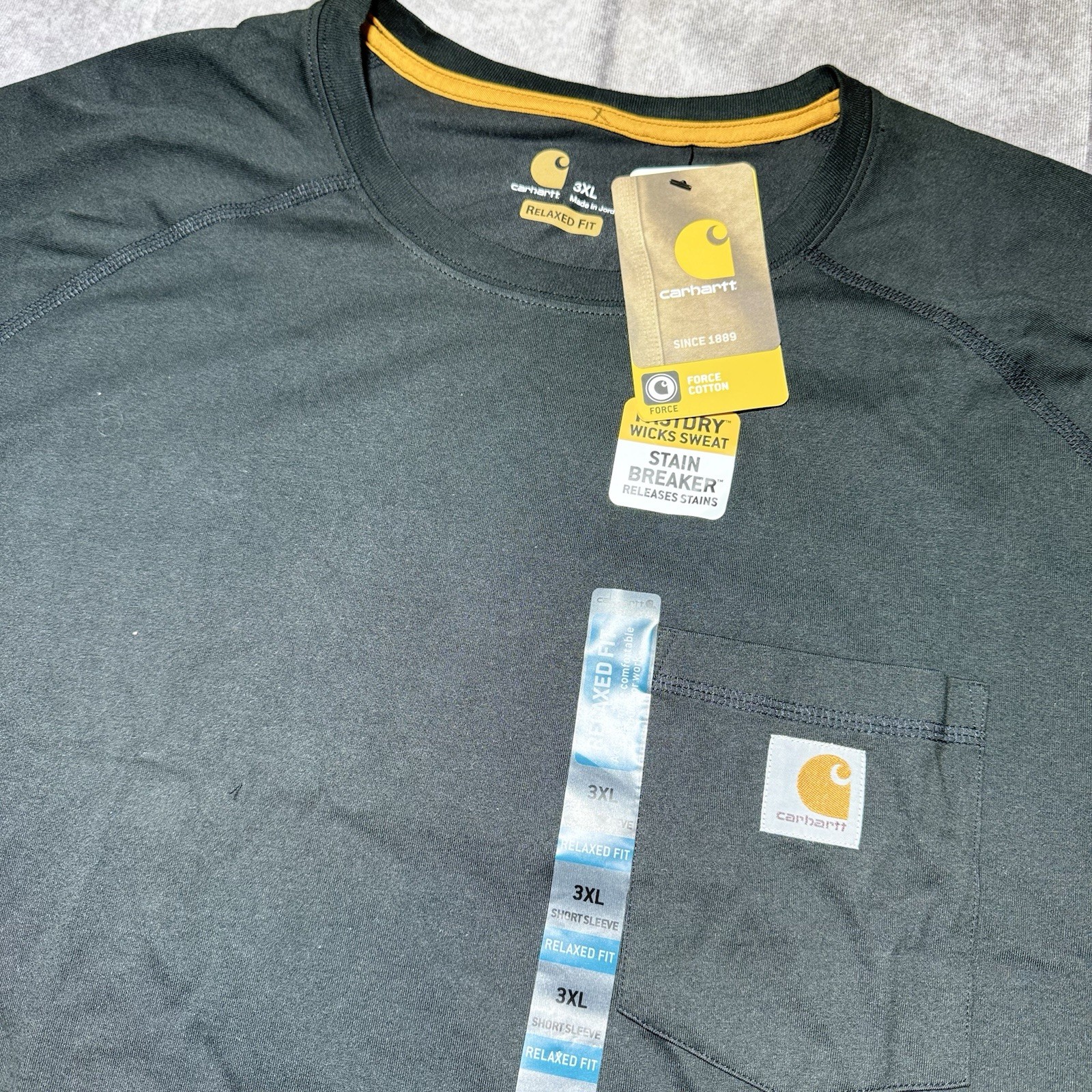 Carhartt Force Relaxed Fit Men’s 3XL Black Short Sleeve Pocket T-Shirt NWT