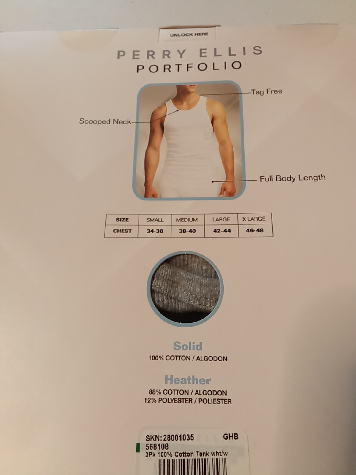 3 Perry Ellis 100% Premium Cotton Portfolio Tank Tops Large BLK WHT GRY Ribbed gallery