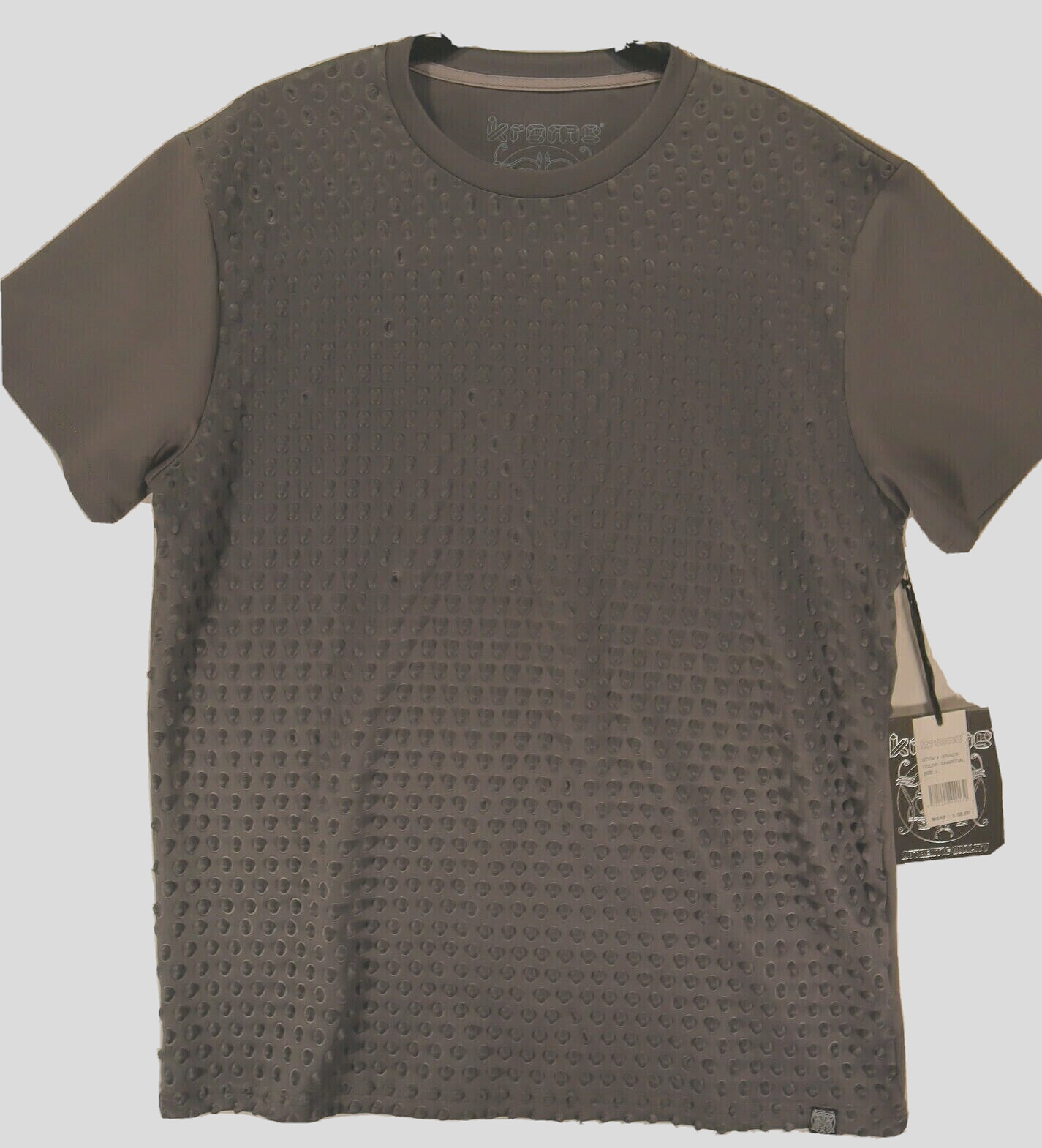Krome L Mens T Shirt Charcoal Grey Textured Polyester Stretch Rare Textured NWT gallery