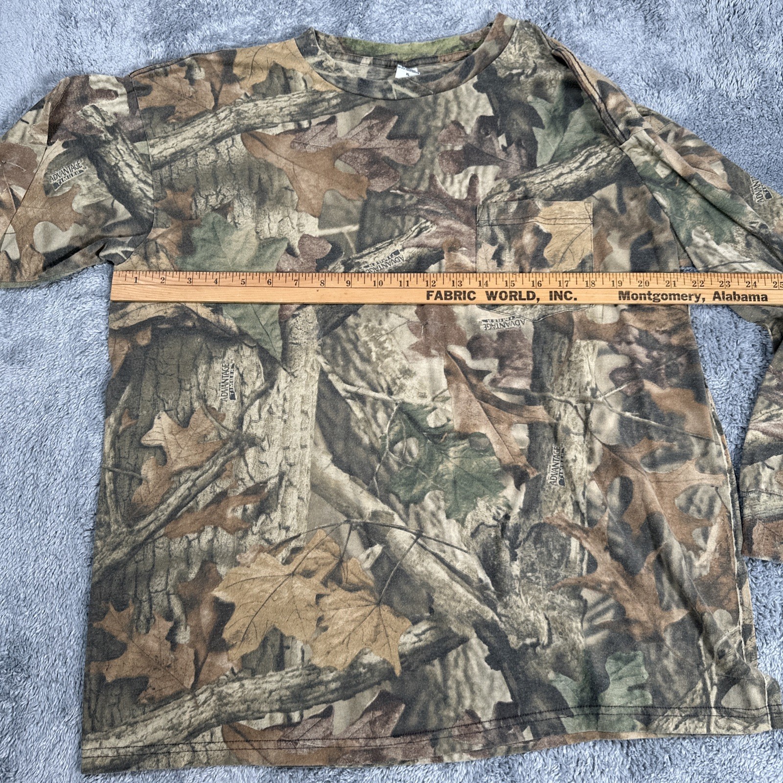 VTG XL Realtree Advantage Timber Camo Long Sleeve Pocket Hunting T-Shirt USA gallery