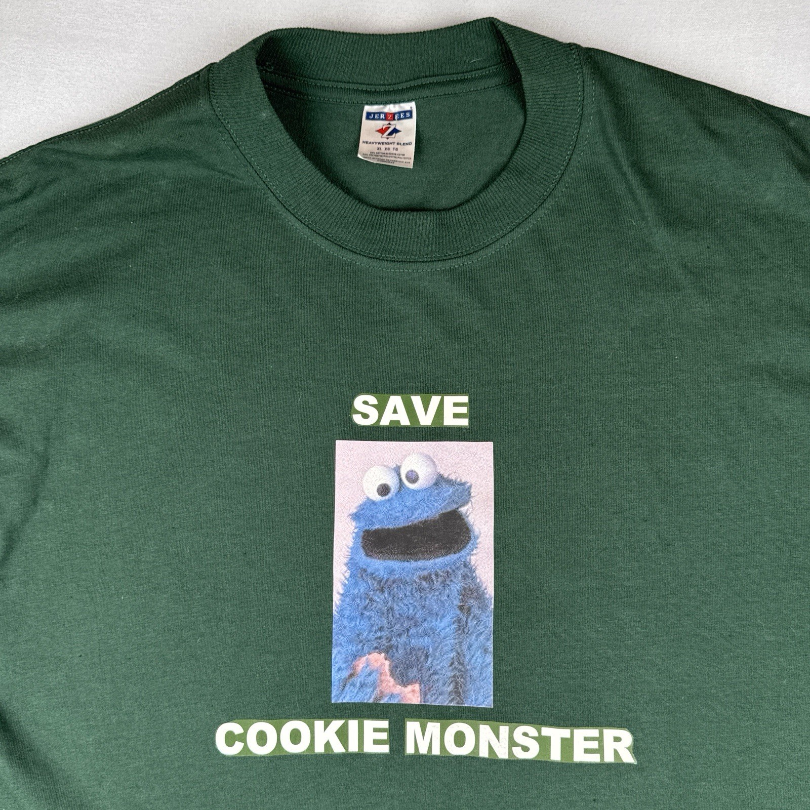 Sesame Street Cookie Monster T Shirt Save Cookie Monster Green XL