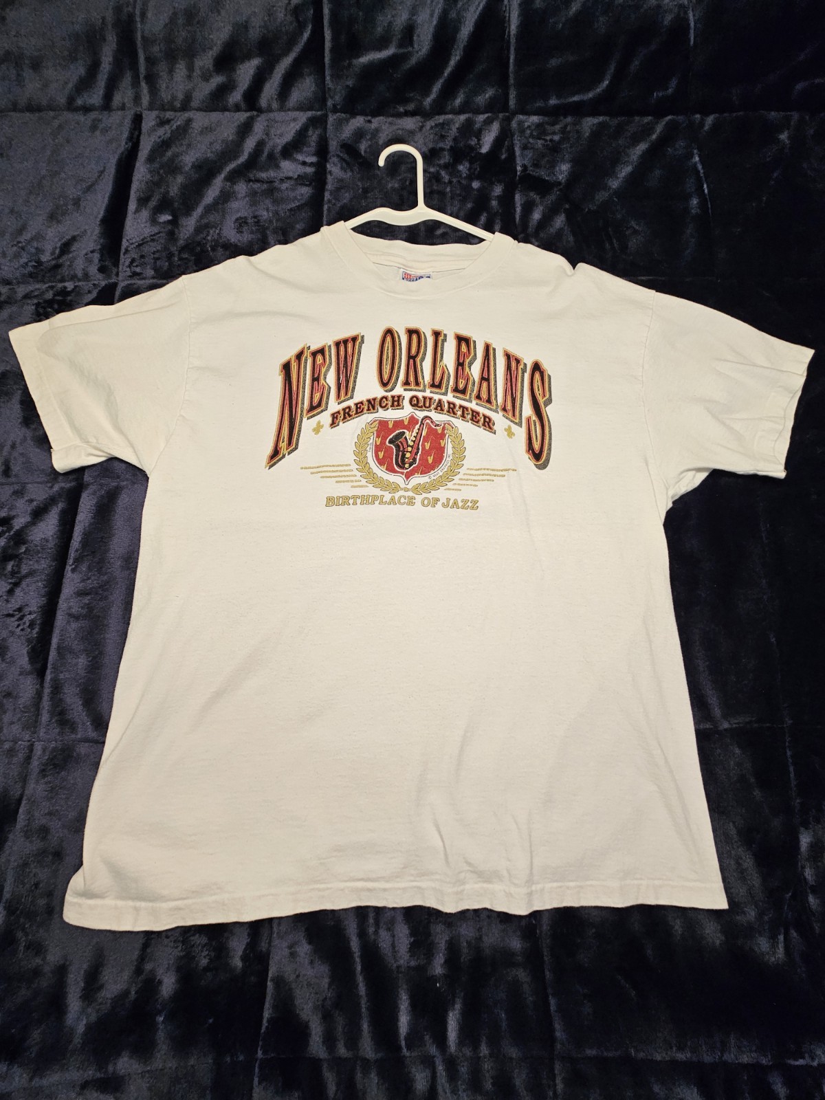 Vtg 90s New Orleans French Quarter T Shirt XL Hanes Beefy Birthplace of Jazz USA gallery