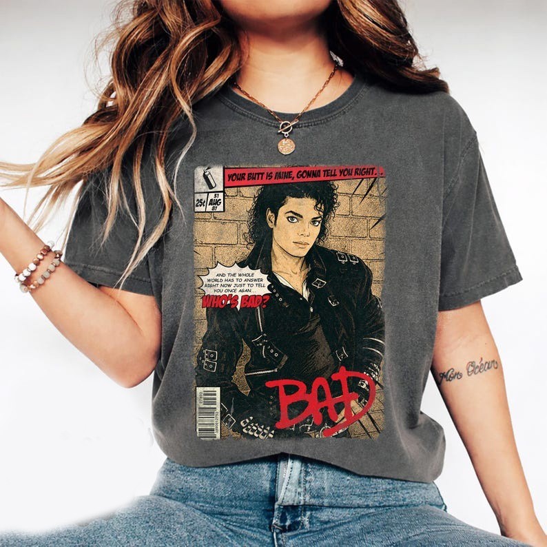 Michael Jackson Vintage Shirt, Bad Graphic Tee, Retro Music Shirt, 80s Pop King gallery