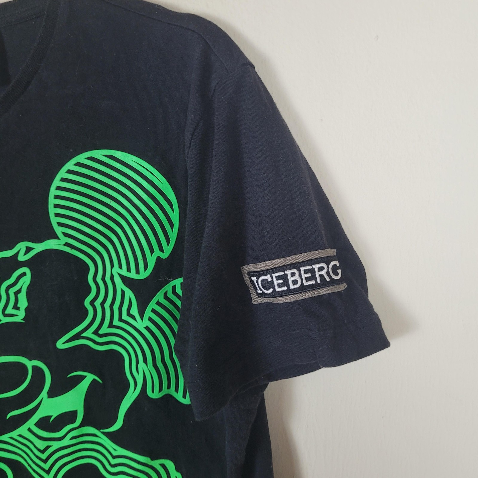 Iceberg T-Shirt Mens Large Black Neon Green Mickey Mouse Disney Cartoon Graphic gallery