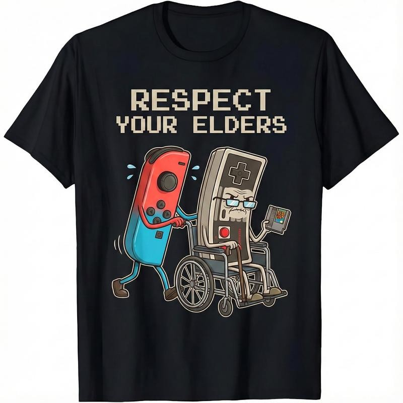 Funny Retro Gamer Graphic T-Shirt Soft Cotton Tee Vintage Console gallery