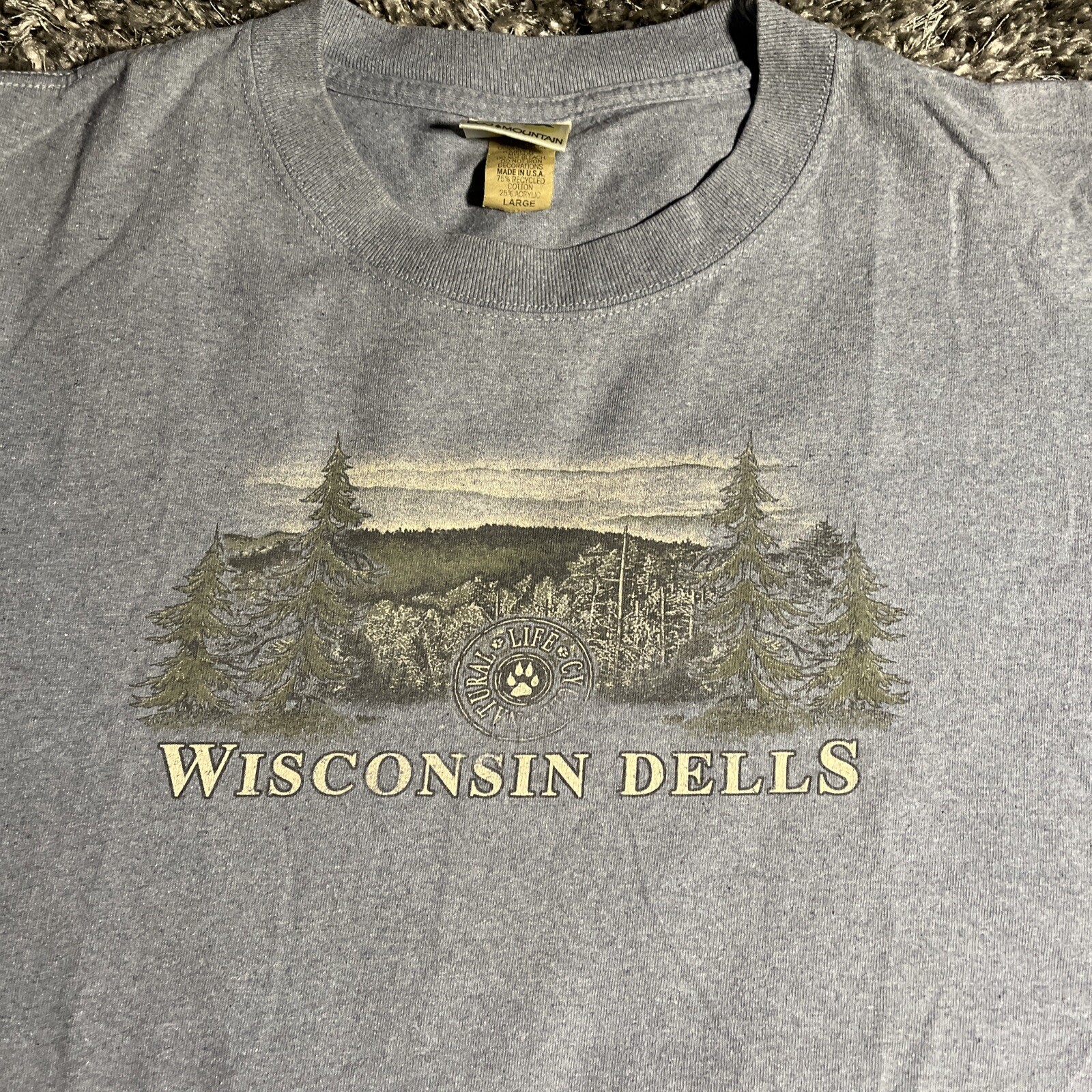 Eco Mountain Wisconsin Dells Men’s Shirt Size Large Blue Gray Made in USA EUC gallery