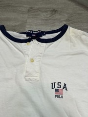 Vintage Polo Sport Ralph Lauren Shirt XL Henley Long Sleeve USA Flag 90s
