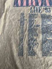 Nirvana Band Tee distressed Tan XL Live 93 In Utero Tour T-Shirt Concert Mens