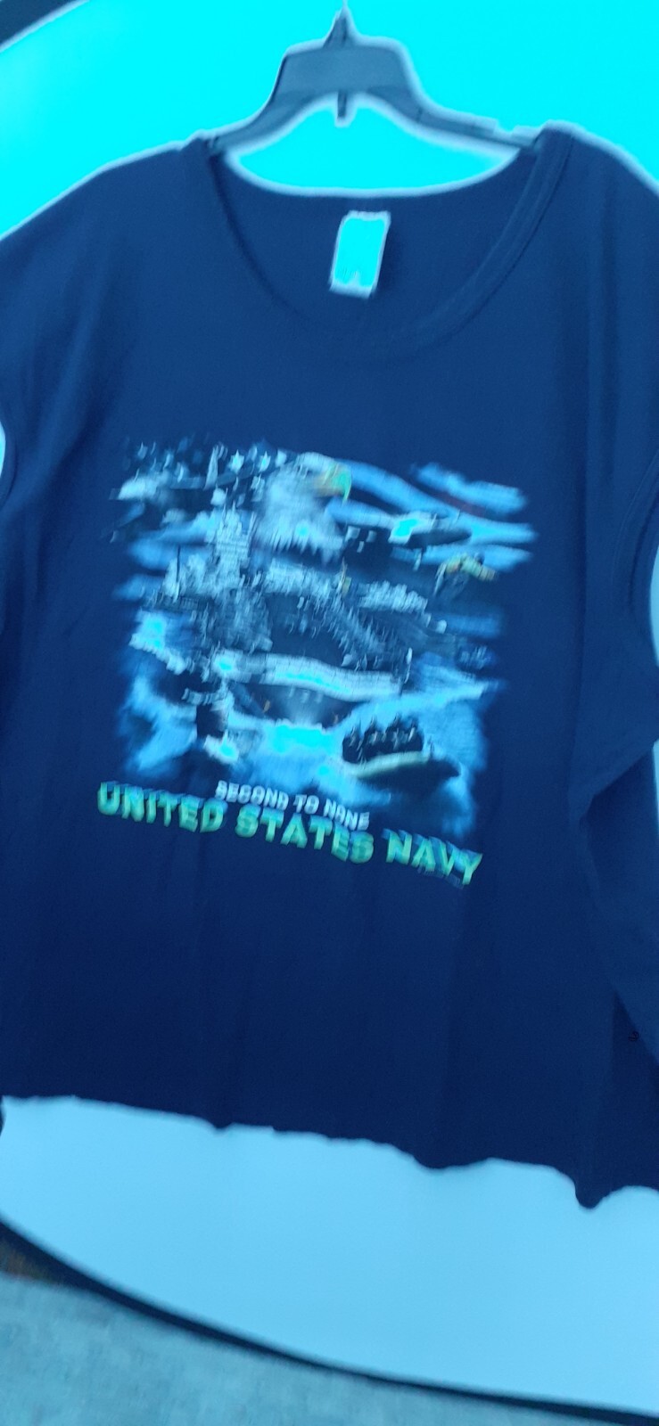 US NAVY SLEEVELESS 4X TSHIRT NAVY BLUE GRAPHIC Second To None Rare SIZE 4XXXX gallery