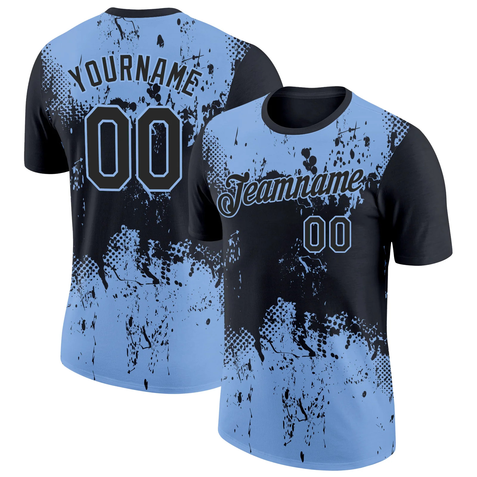 Custom Light Blue Splatter Art Performance T-Shirt Personalized Gift for Men gallery