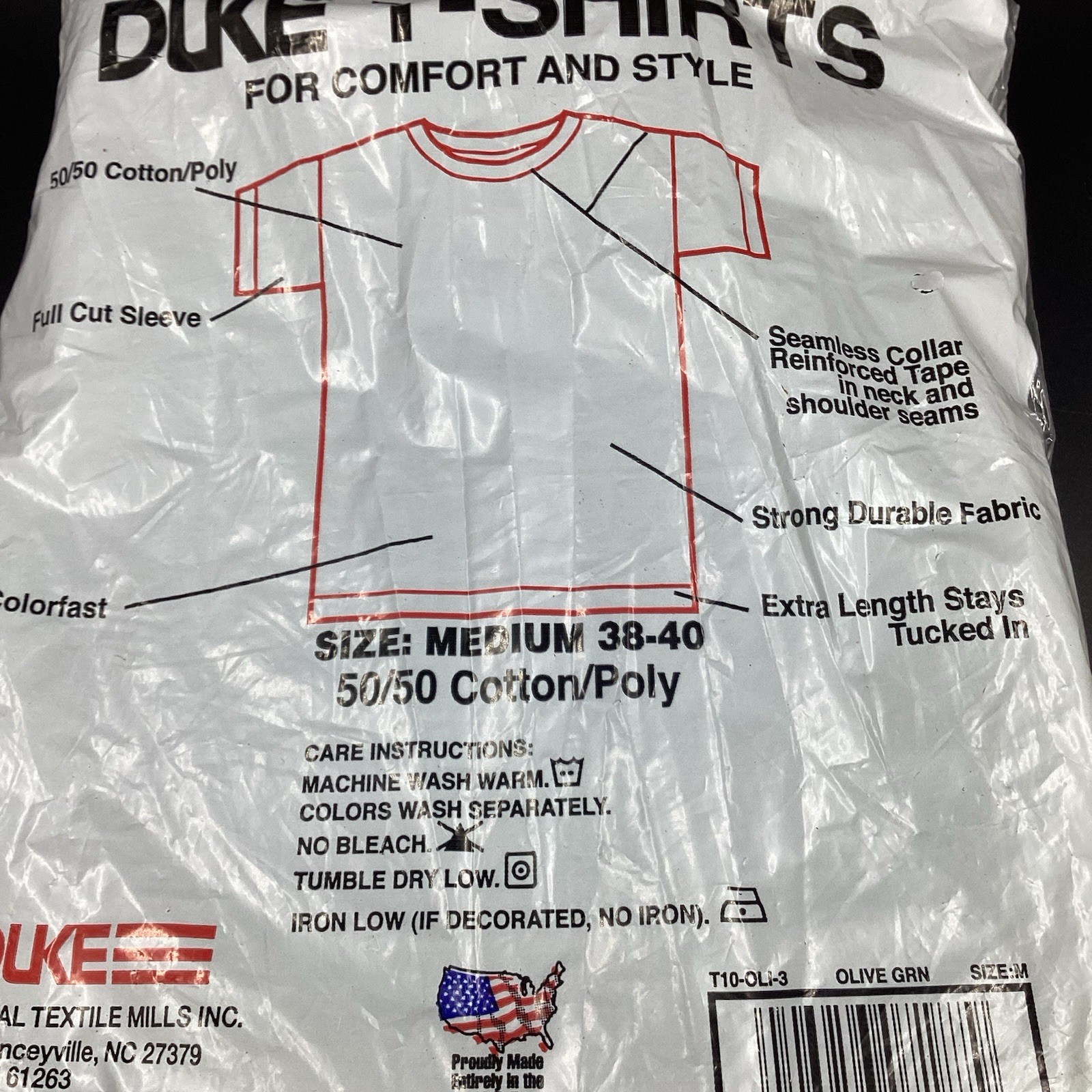 Duke Tactical T-Shirts 50/50 Cotton Poly - Olive 3 Pack Size Medium NEW! gallery
