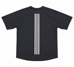 Adidas Mens Large Black Performance T-Shirt 3 Stripes Logo Athletic Tee