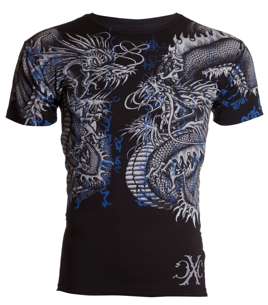 Xtreme Couture By Affliction Men’s T-Shirt Double UP Biker Black Tattoo S-5XL