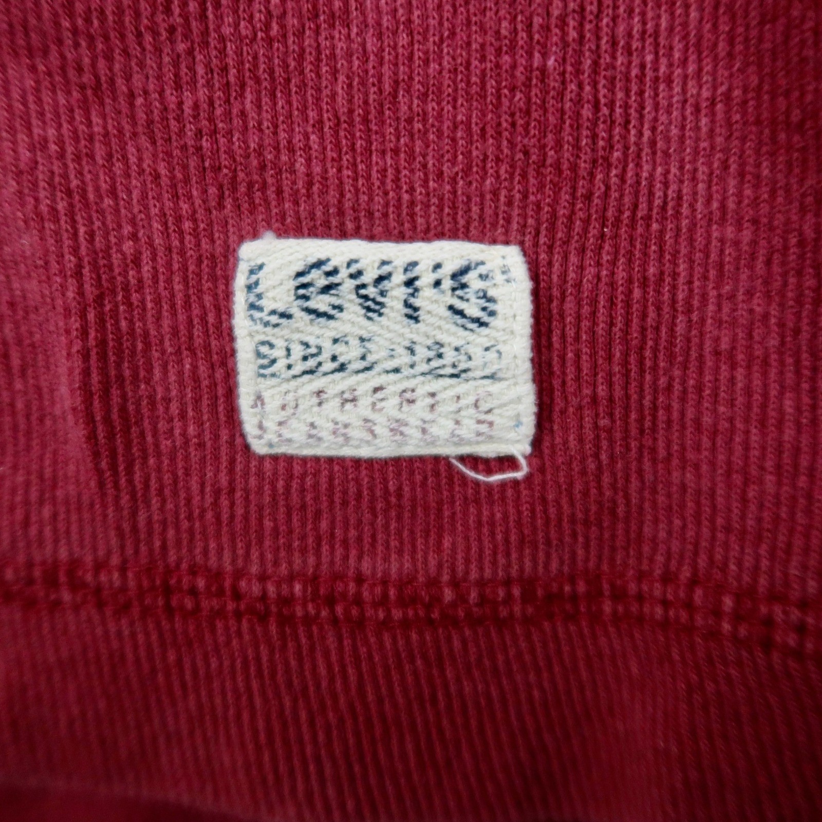 Vintage Levis Mens Henley Shirt M Burgundy Red Short Sleeve Ribbed Cotton gallery