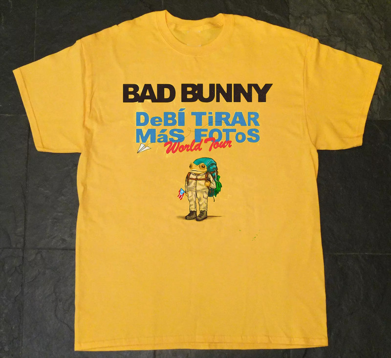 Bad Bunny Debí Tirar Más Fotos World Tour 2025 T Shirt Yellow All Size BB478