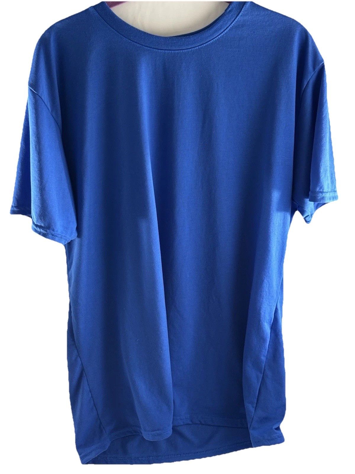 Mens Pullover T- Shirt Bright Blue Polyester Easy Care Unbranded No SIZE READ