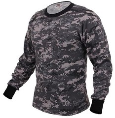 Subdued Urban Digital Camo Long Sleeve Cotton T-Shirt – Black & Gray Camouflage