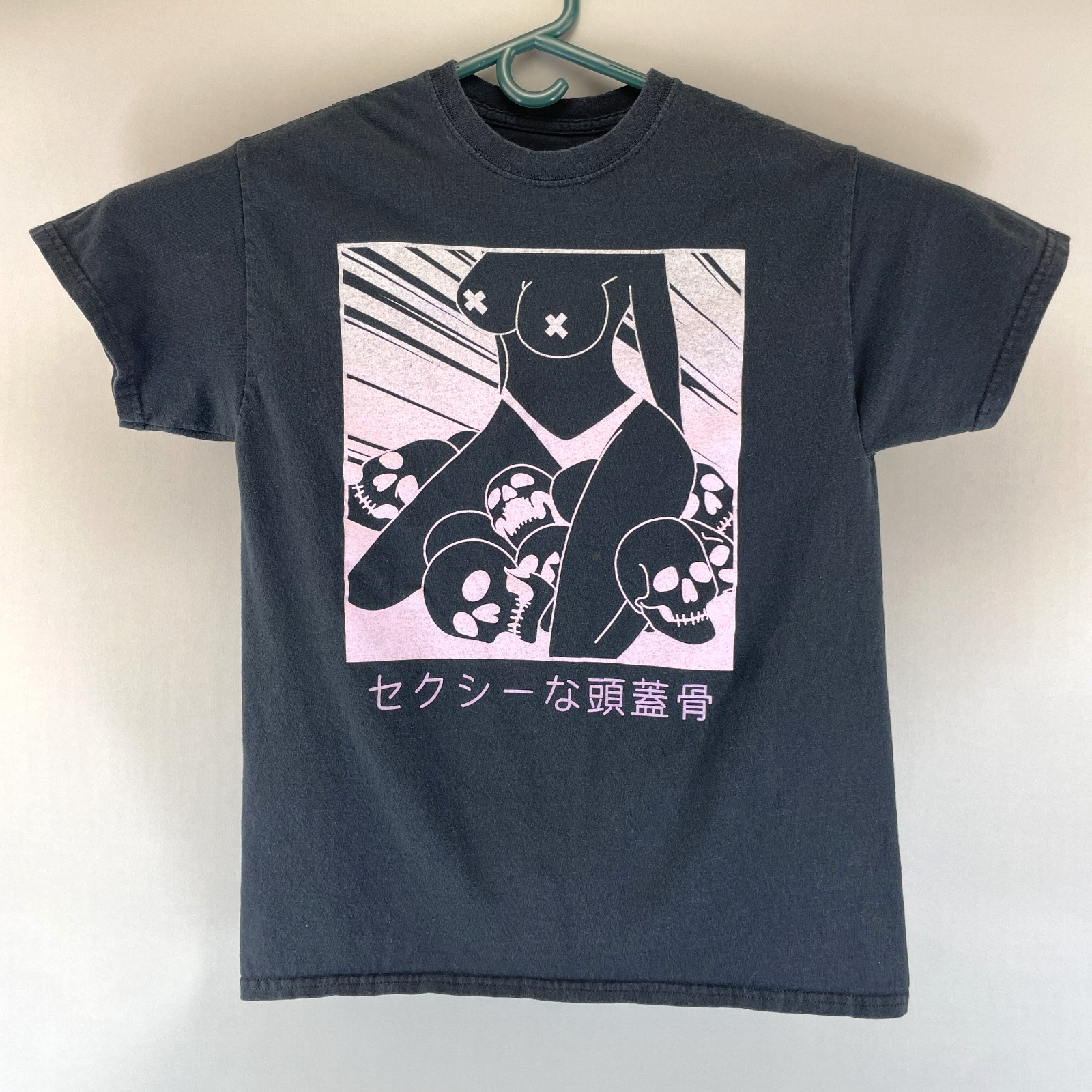 Spencers Sexy Skulls T Shirt Mens M Black Pink Japanese Anime Manga Goth Graphic gallery