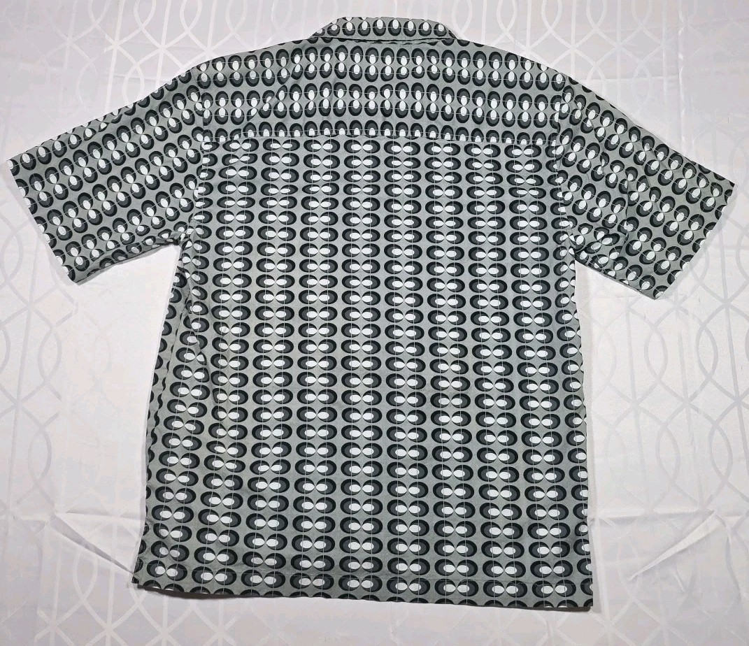 No boundaries Short Sleeve Shirt Button Up Black/white Geometric Pattern Cotton gallery