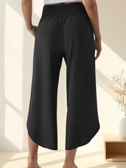 Wide Leg Pants Crossover High Waisted Casual Yoga Pockets Lounge Split Bottoms