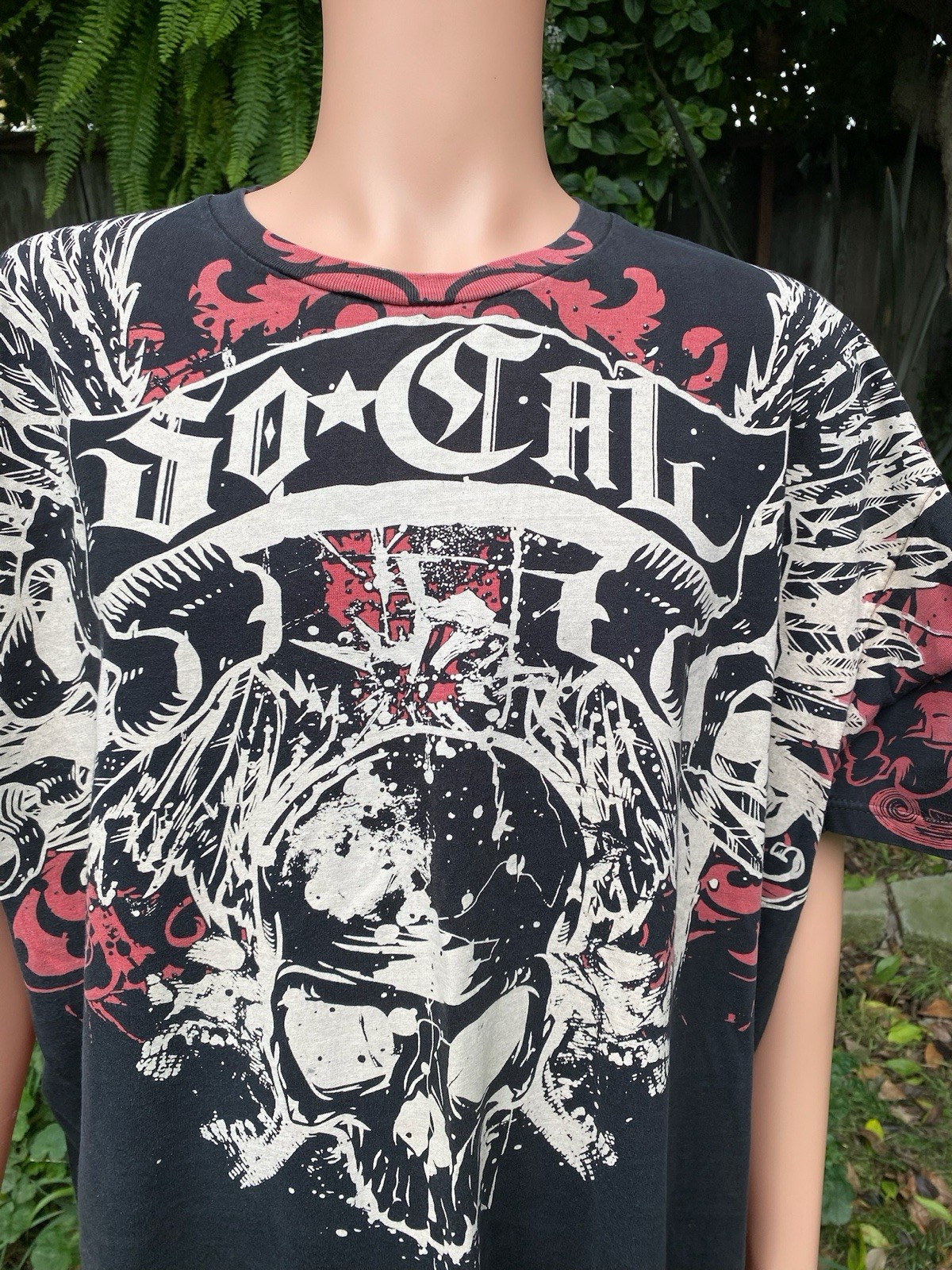 Vintage No Fear Shirt Mens Skulls Wings Y2K All Over Print ( See Measurements) gallery