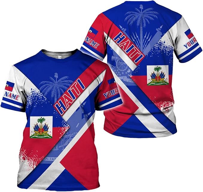 Personalized Haiti Pride Flag Shirt, Haitian Pride T shirt 3D for Men & Women