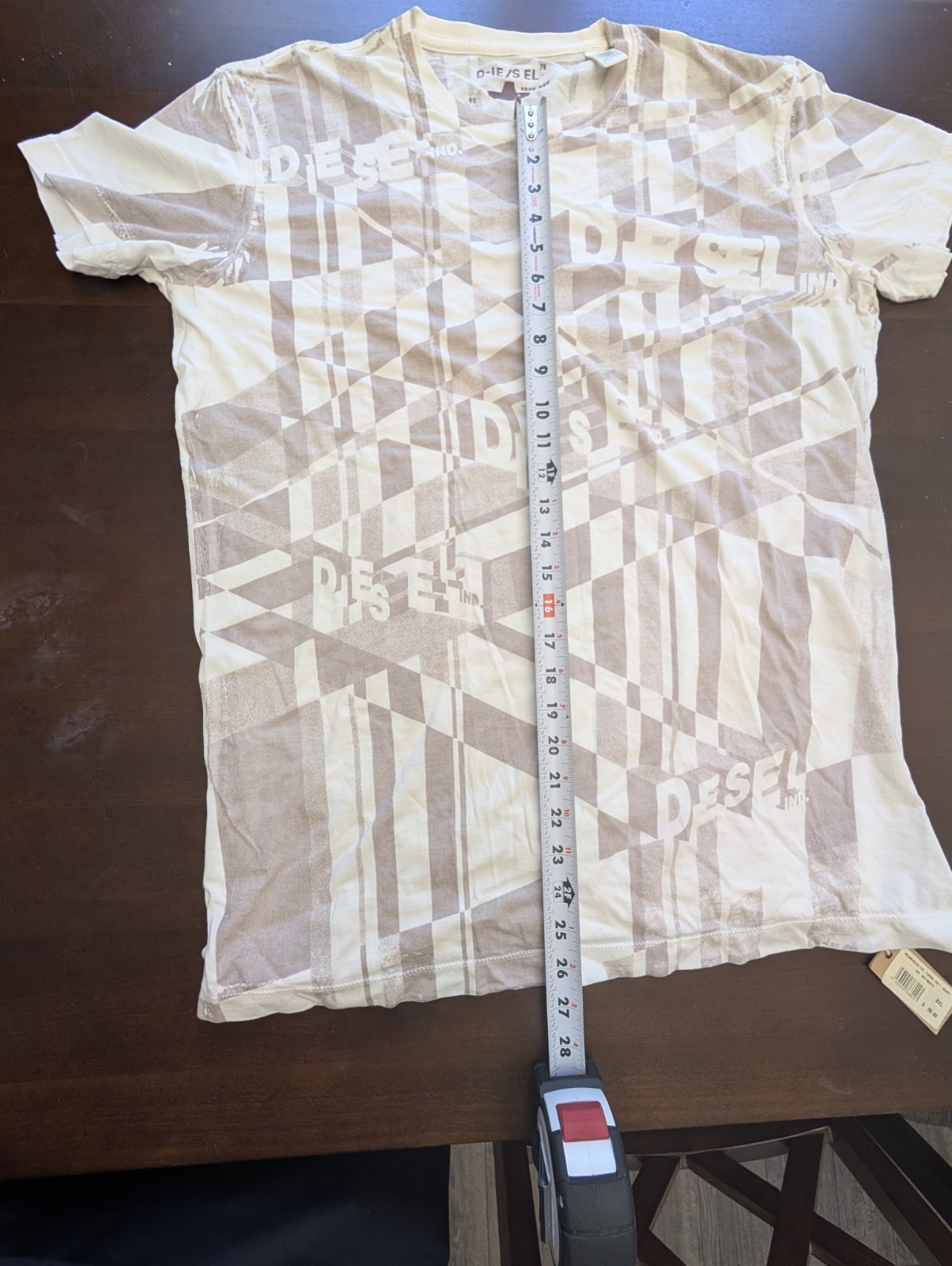 DIESEL Mens Graphic T-Shirt XXL NWT Off White Geometric Abstract Cotton Tee 2XL gallery